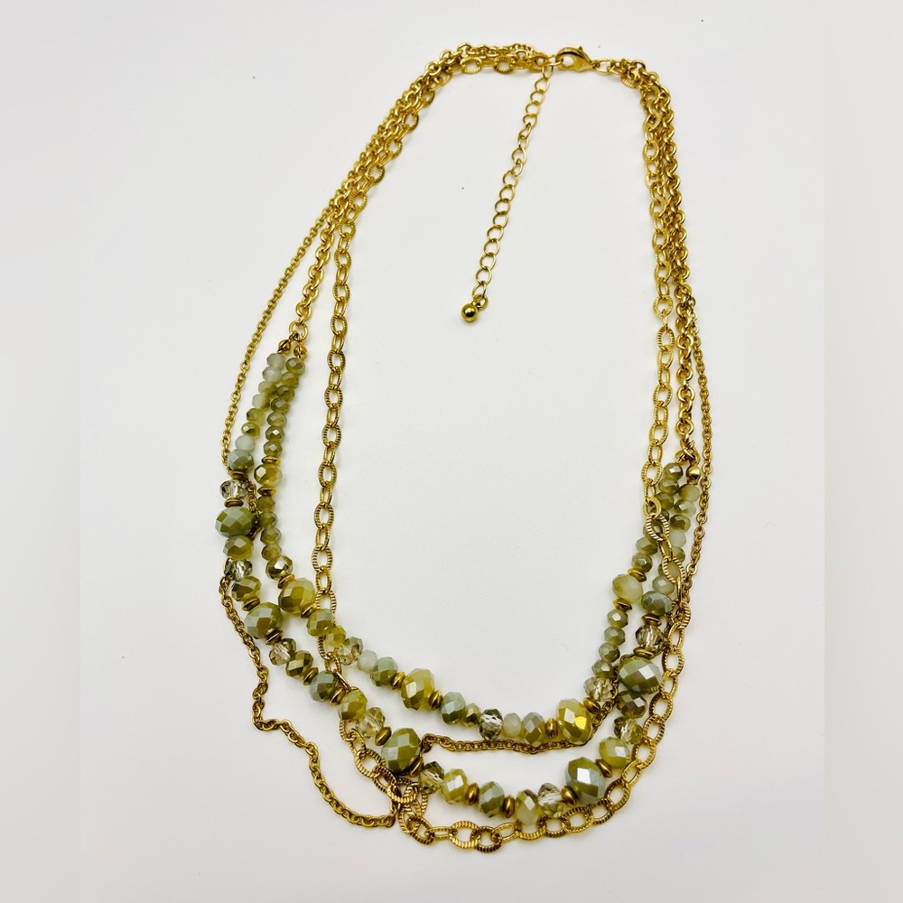 Gray Beaded Multi Row Drape Layered Necklace. Gol… - image 5